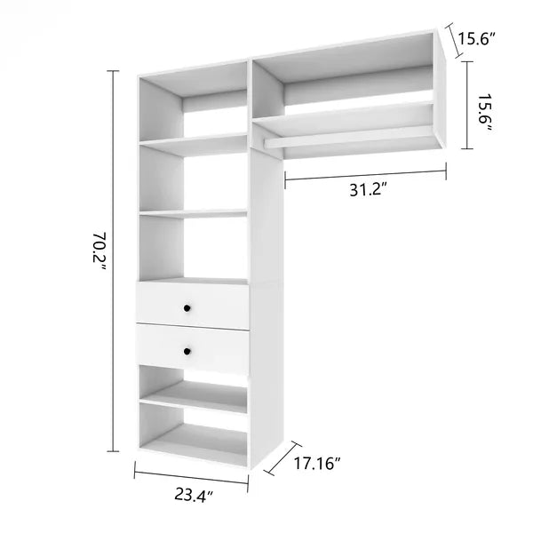 Modular Closet Organizer System: 54.6"L*17.16"W*70.2"H