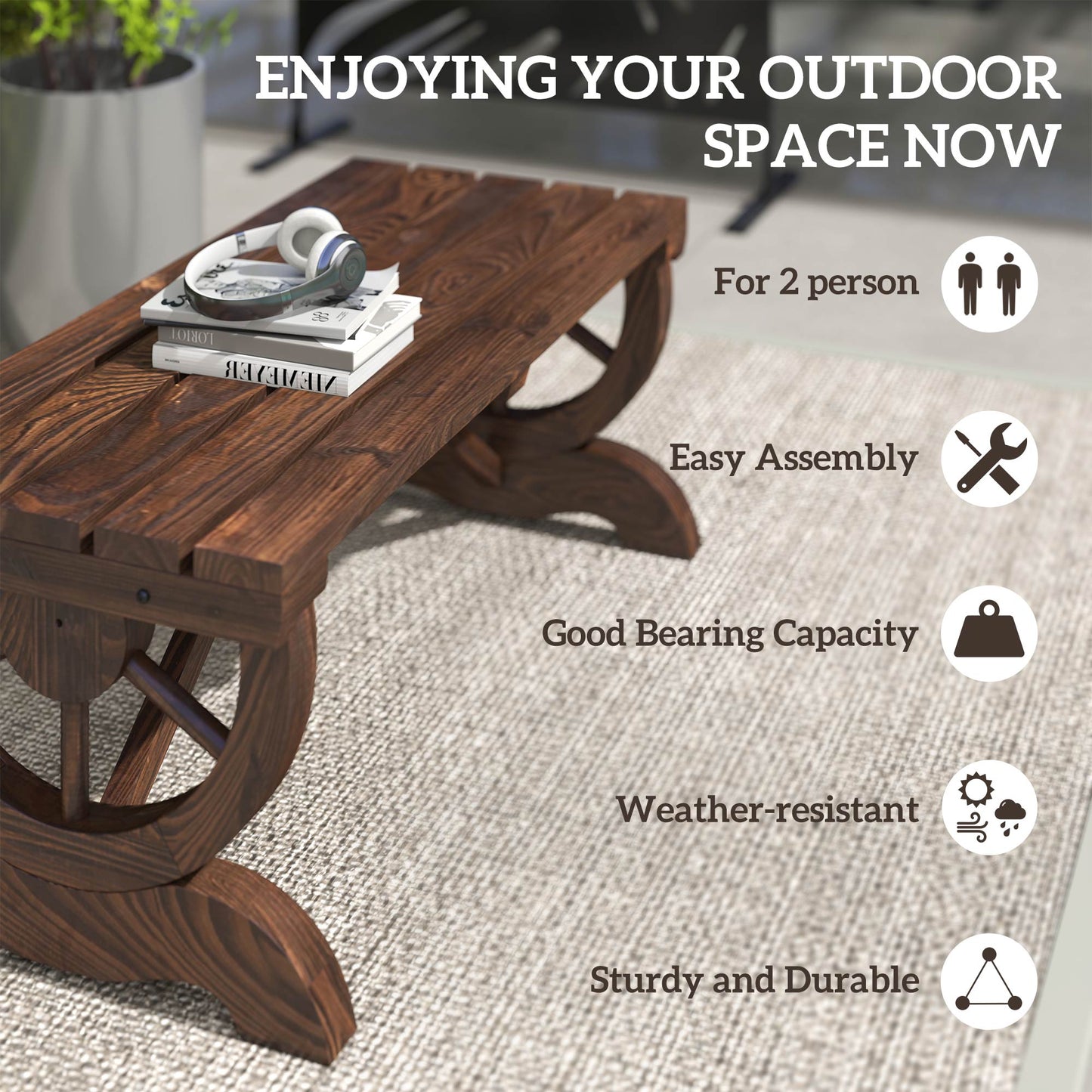 2-Person Wooden Garden Bench