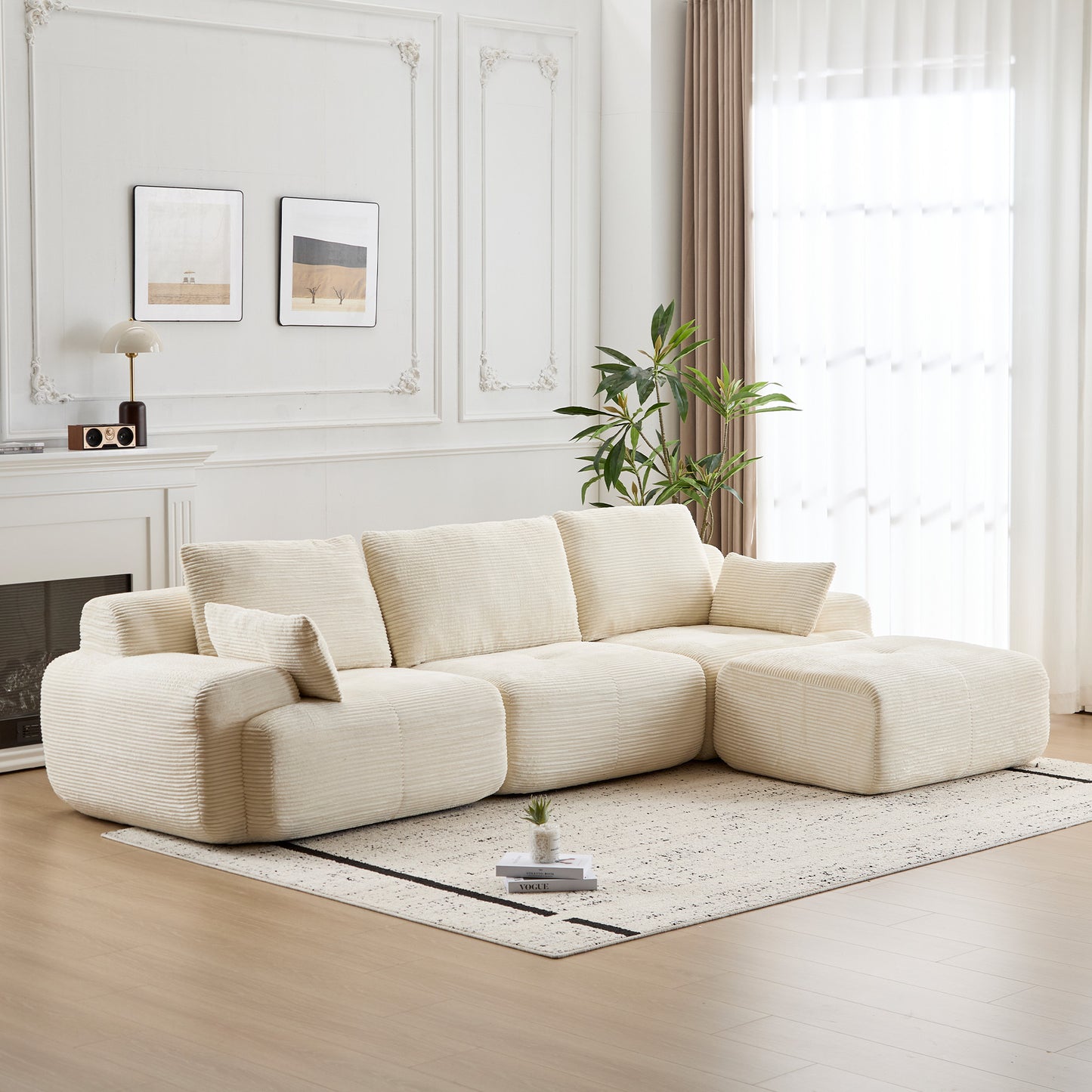 Modern Memory Foam Compressed Sofa, Large Sectional