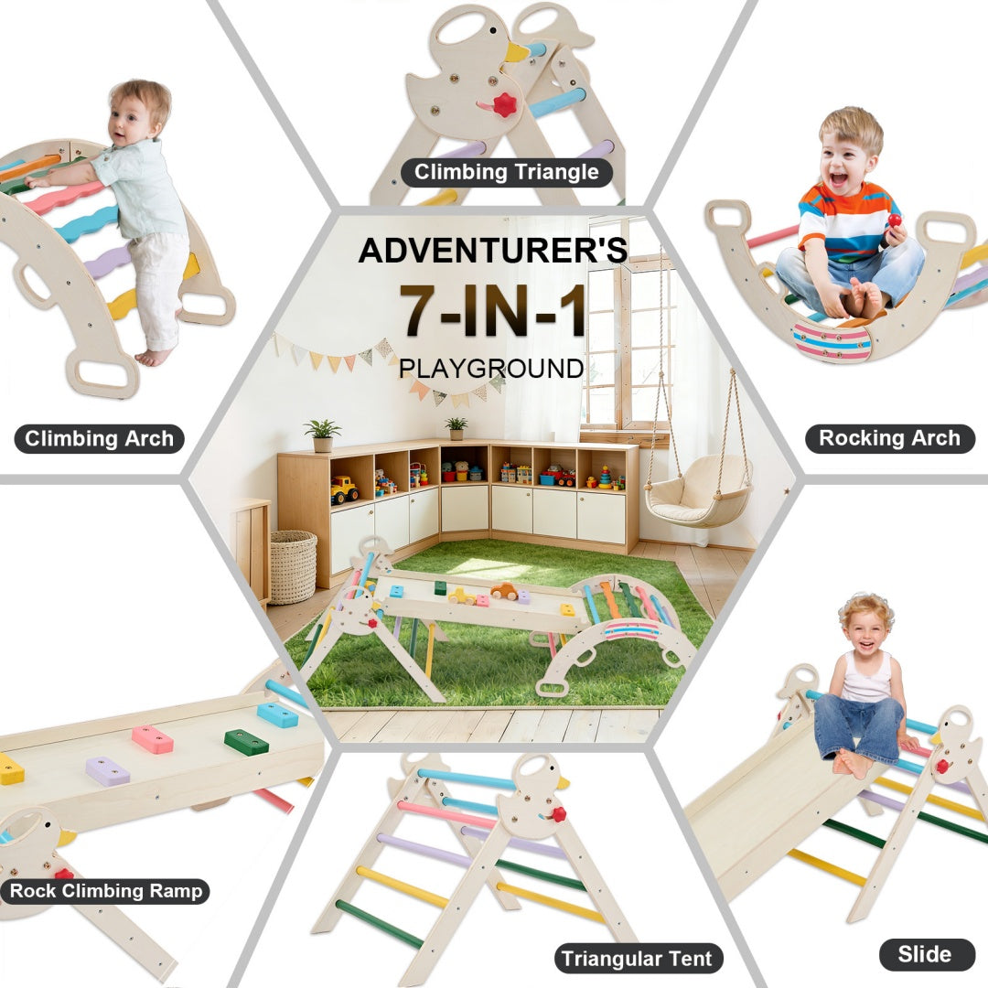 9-in-1 Wooden Indoor Foldable Children's Climbing Frame
