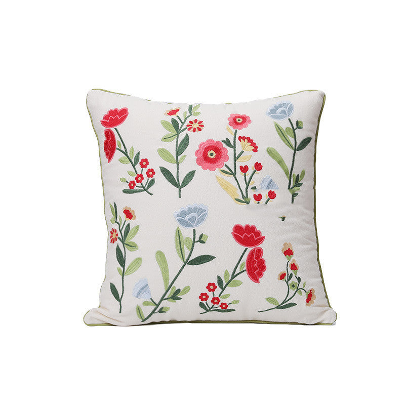 Home Embroidery Plants and Flowers Pillowcase