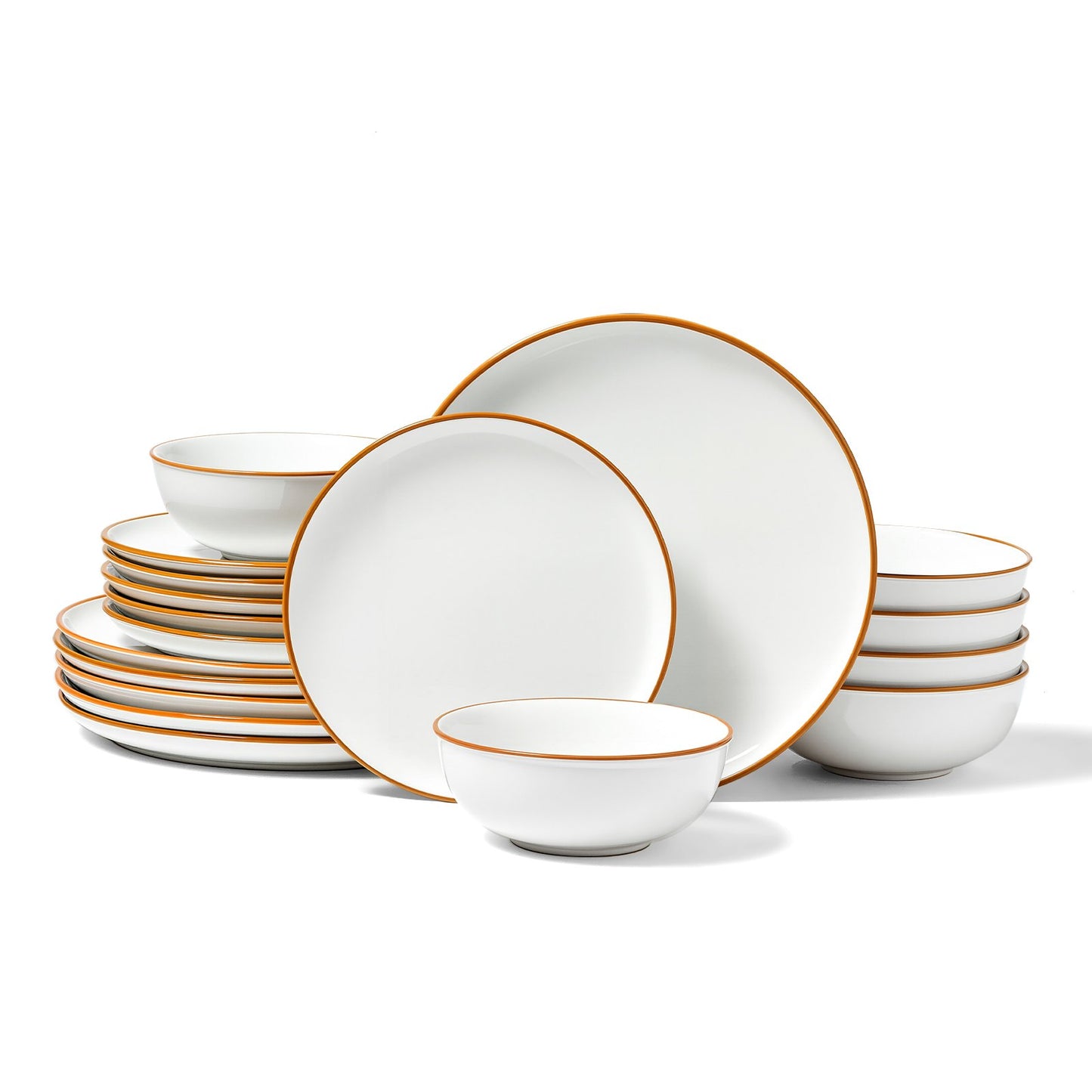 18 PC Ceramic Plates and Bowls Sets Service For 6, White