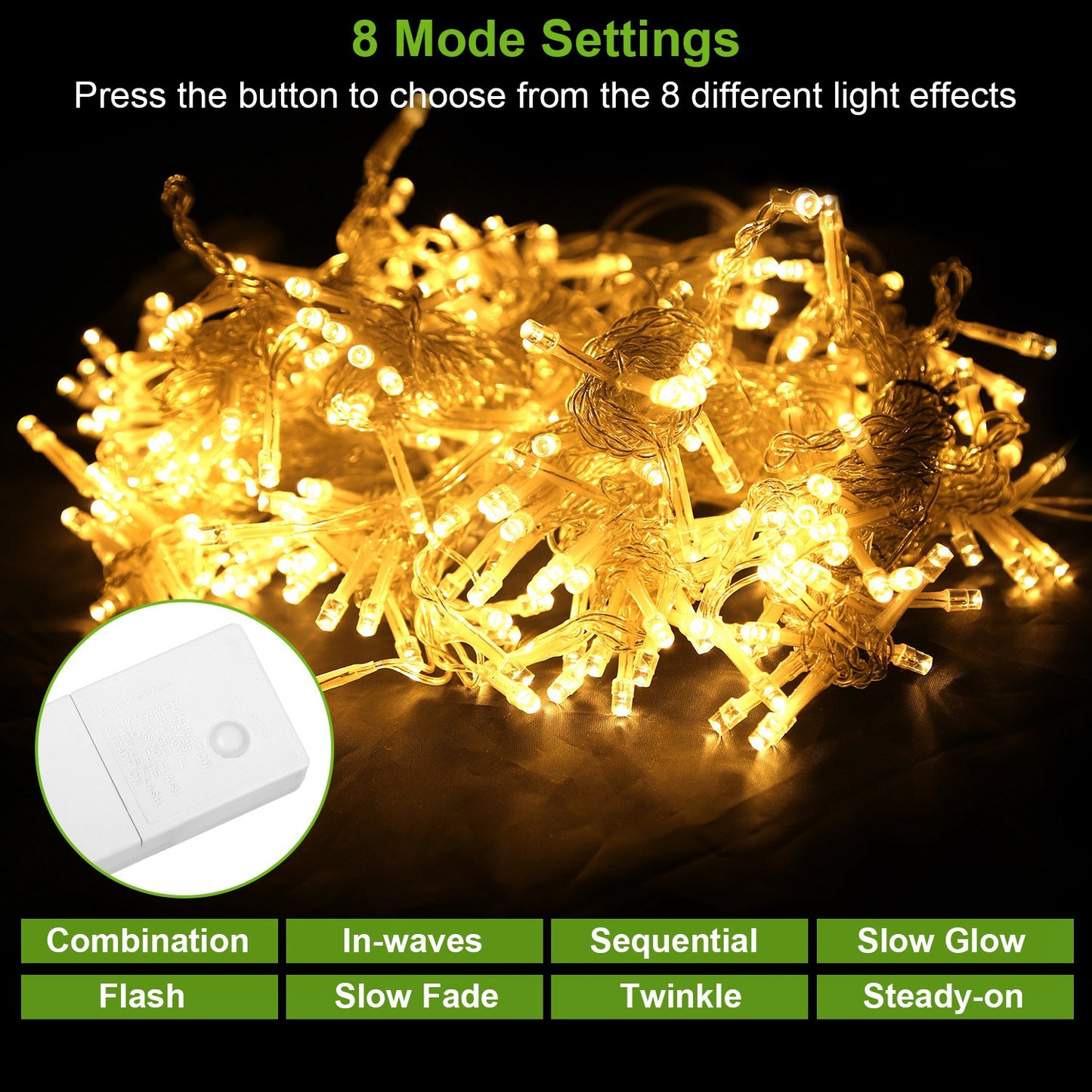 9.84' LED String Curtain Lights with Remote, Waterproof