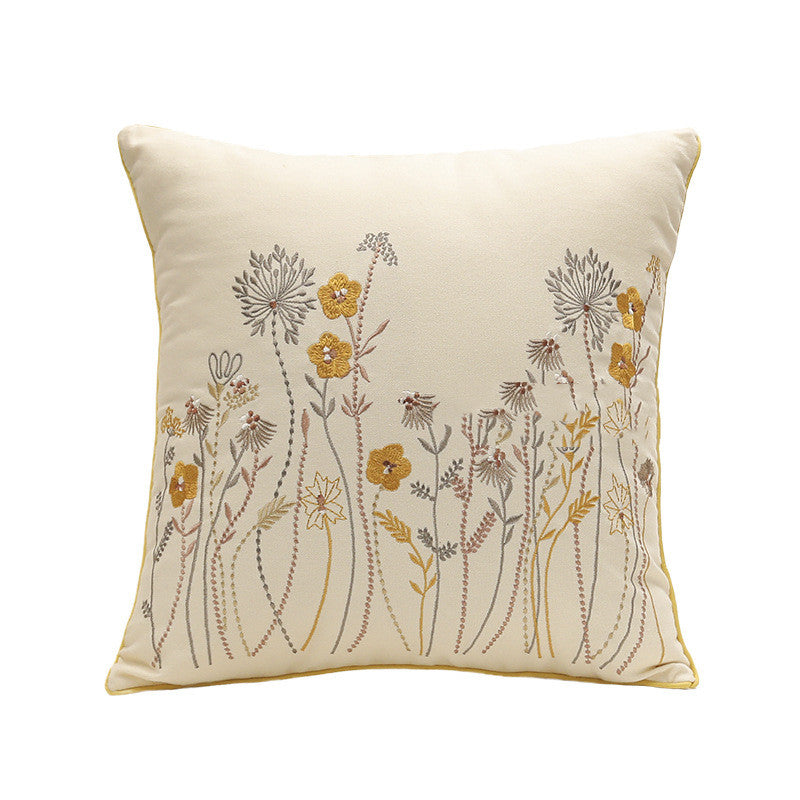 Home Embroidery Plants and Flowers Pillowcase