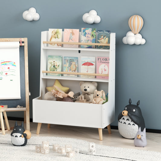 Kids Bookshelf - Toy Storage Cabinet Organizer, White