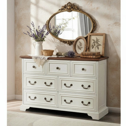 Wood Bedroom Dresser with 7 Drawers