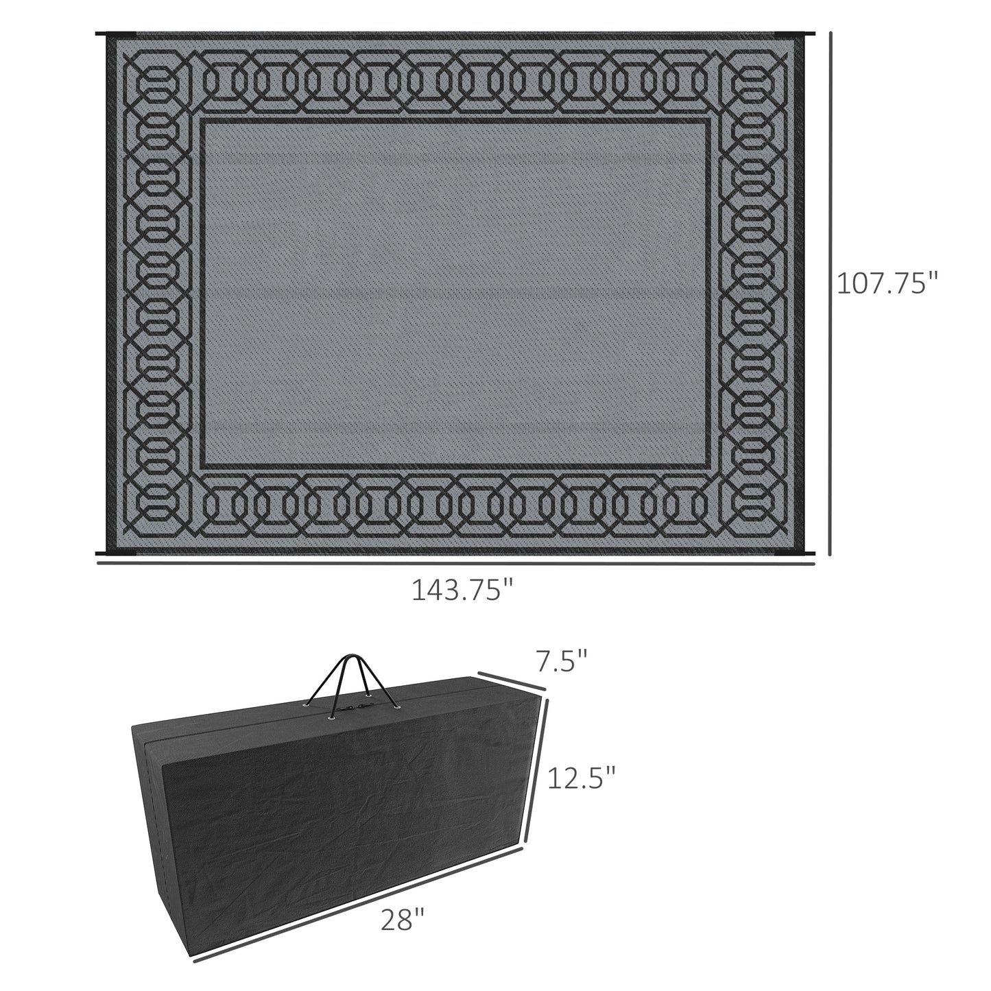 Outdoor Rug for Patio, 9' x 12' Waterproof