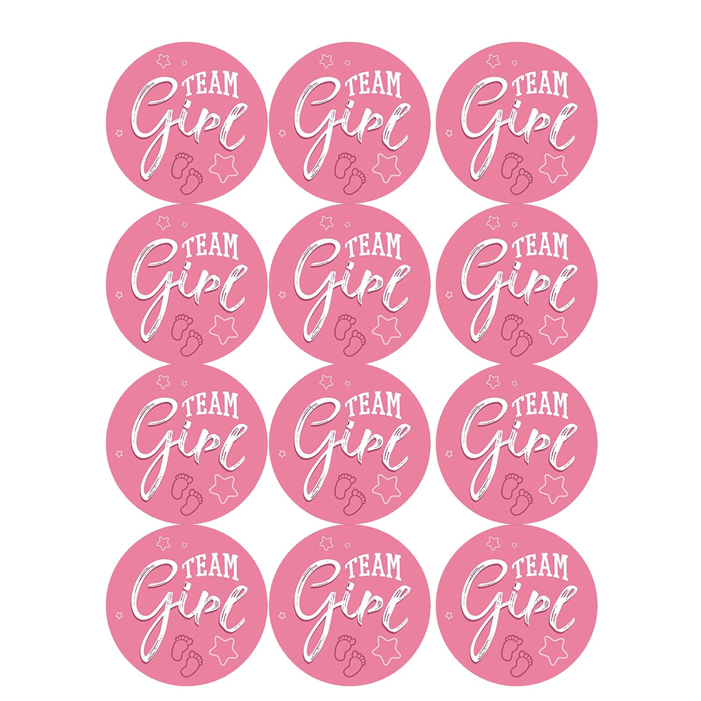 12 Pack Team Boy-Team Girl Gender Reveal Stickers