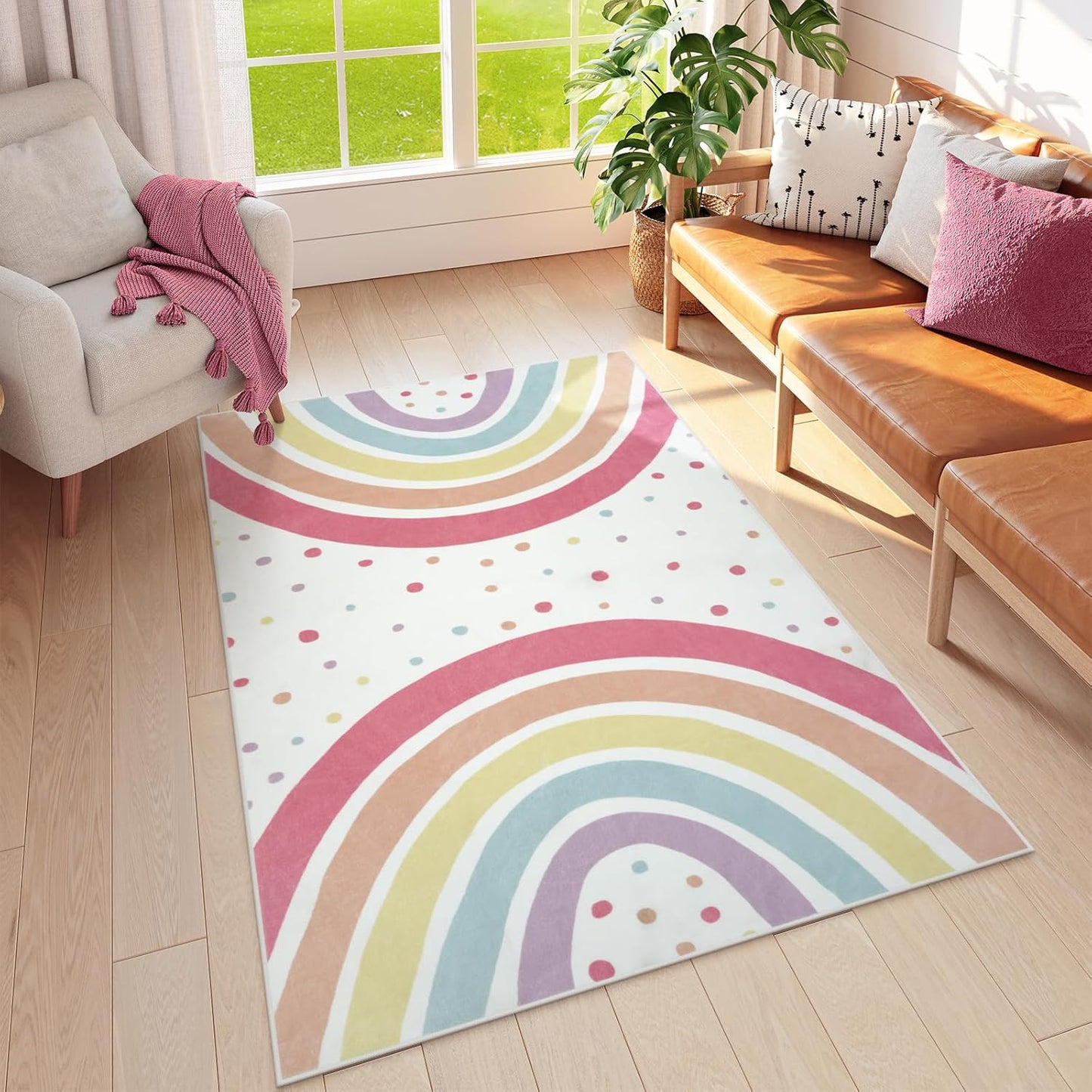 Washable 3x5 Rainbow Rug for Children's Room/Nursery