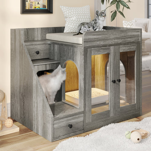 Cat Litter Box Enclosure with Light