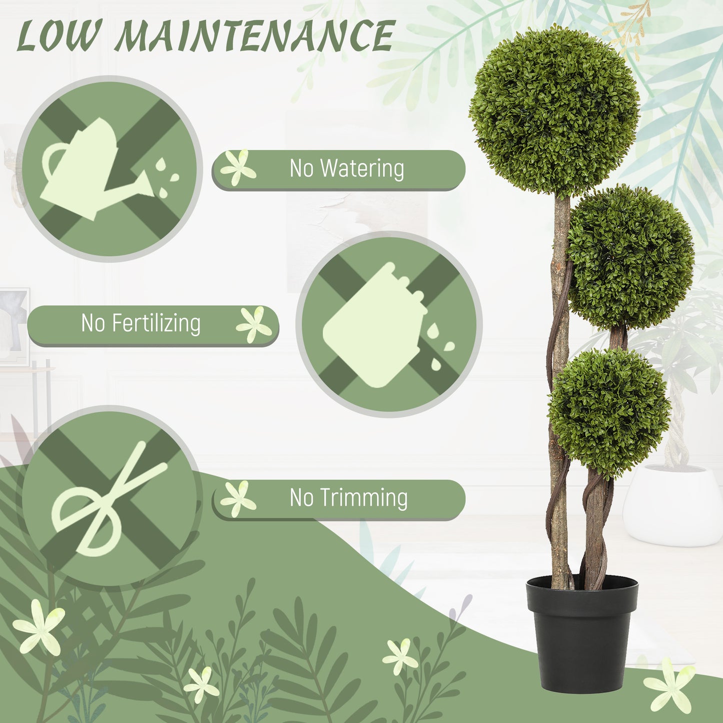 45.3" Artificial Ball Boxwood Topiary