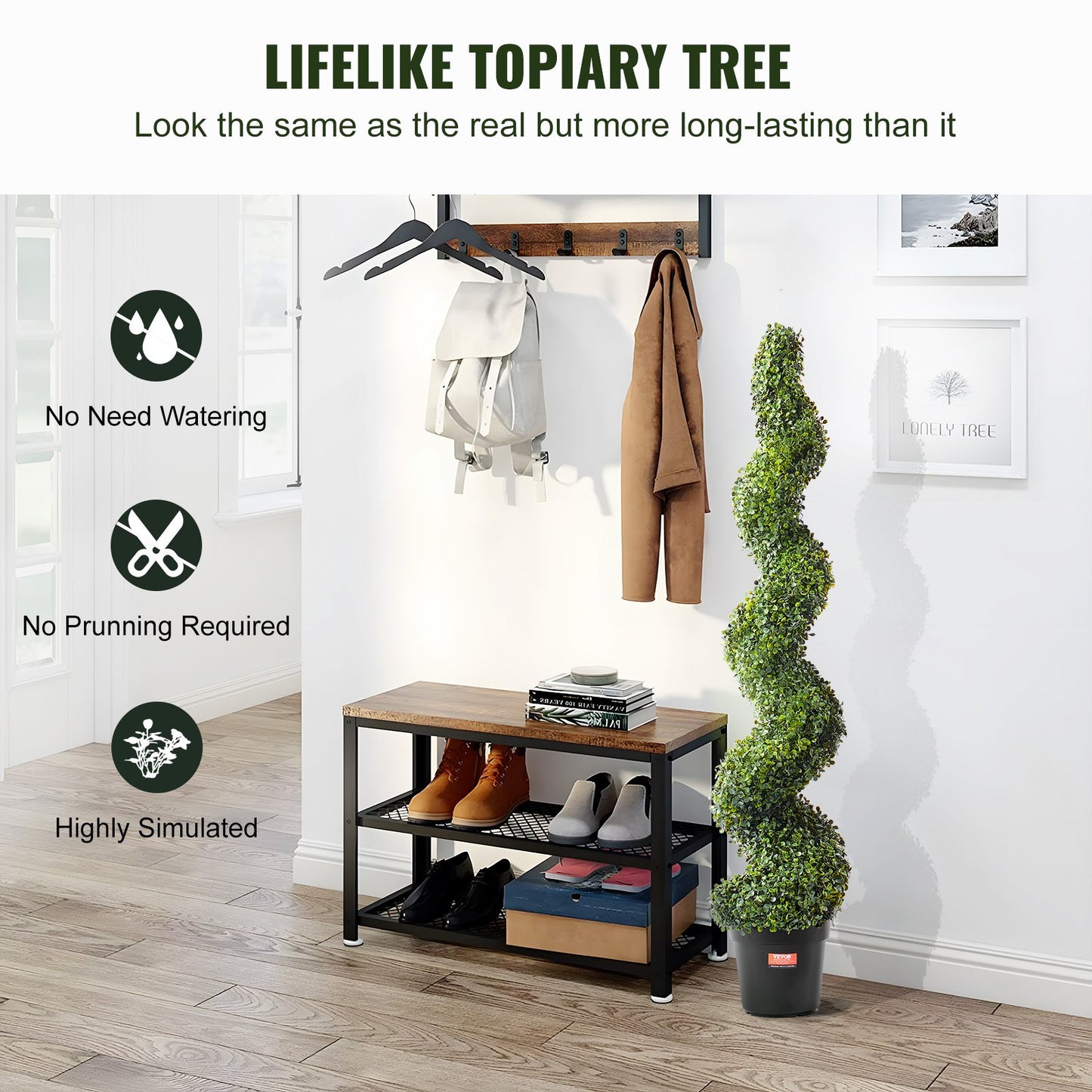 VEVOR 2 Pack 5' Artificial Boxwood Topiary Tree