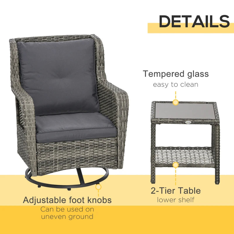 Patio Bistro Set with 360 Rotation & Rocking Function