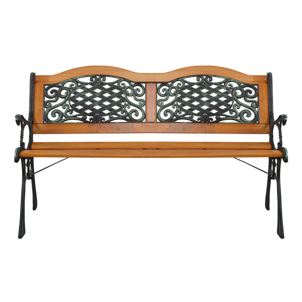 Double Arched Back Iron Wood Bench