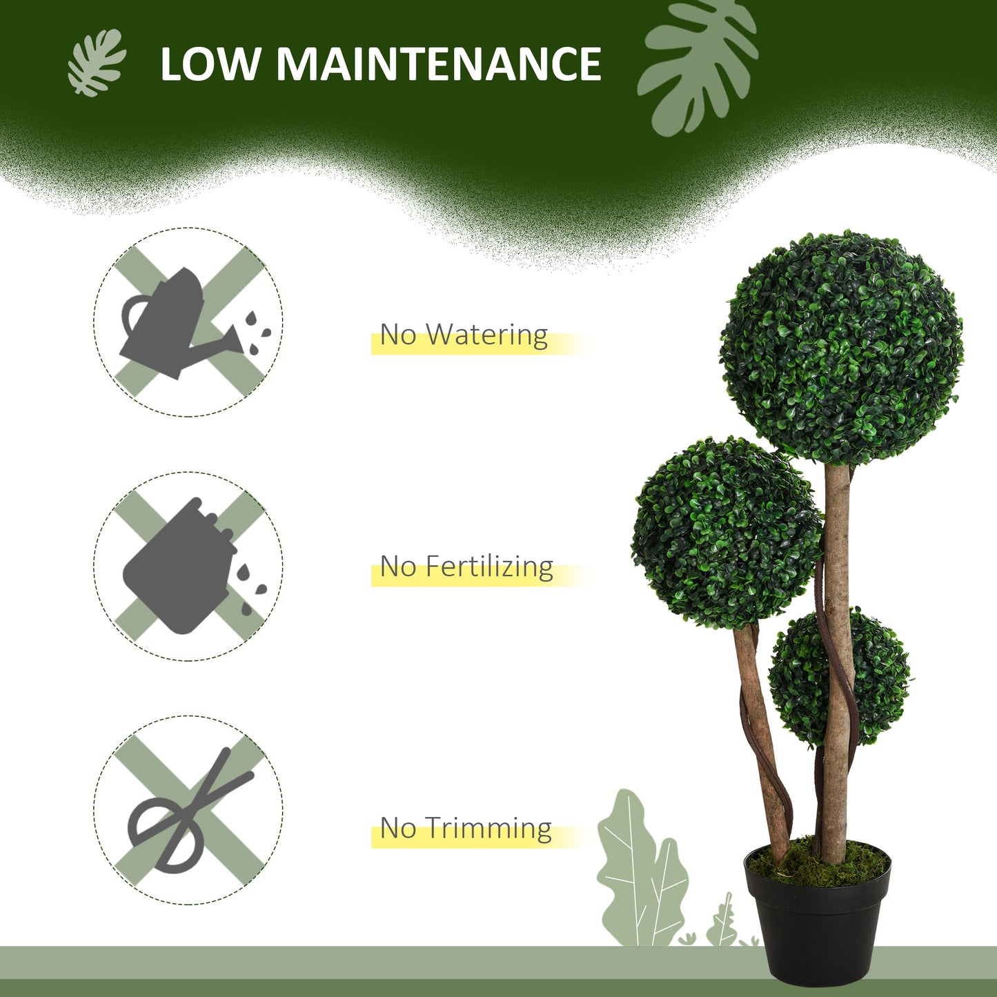 3 Ball Faux Boxwood Topiary Tree for indoor & outdoor use