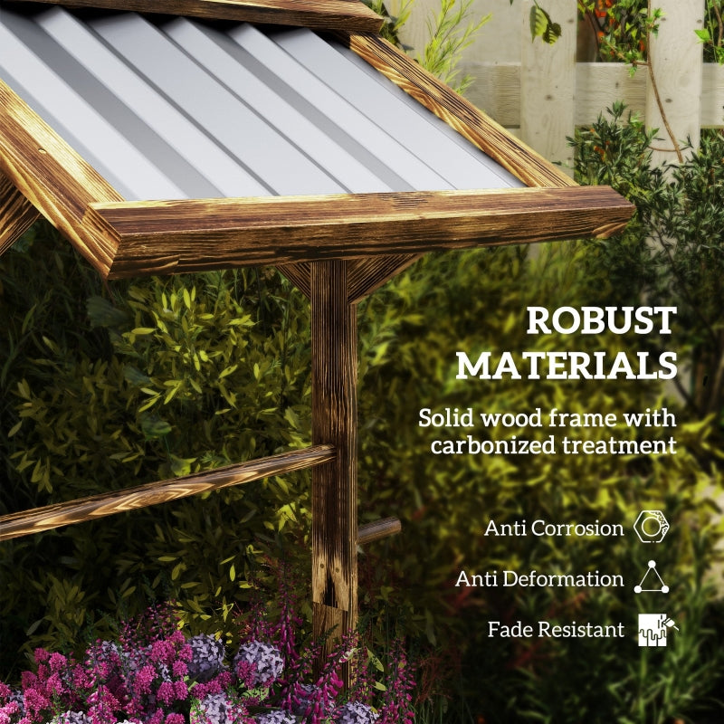 Wooden Wishing Well Planter, Raised Garden Bed with Galvanized Canopy