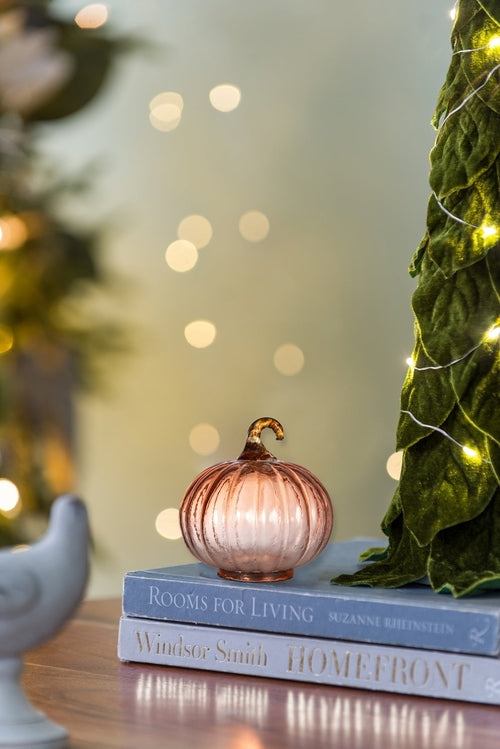Set of 8, Orange Glass Pumpkins