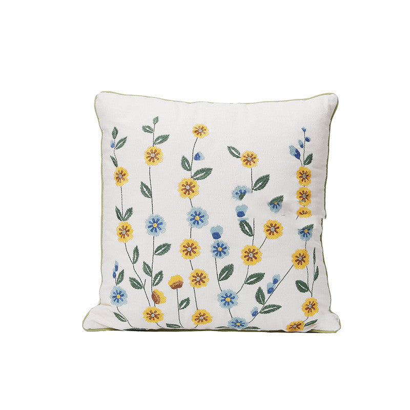 Home Embroidery Plants and Flowers Pillowcase
