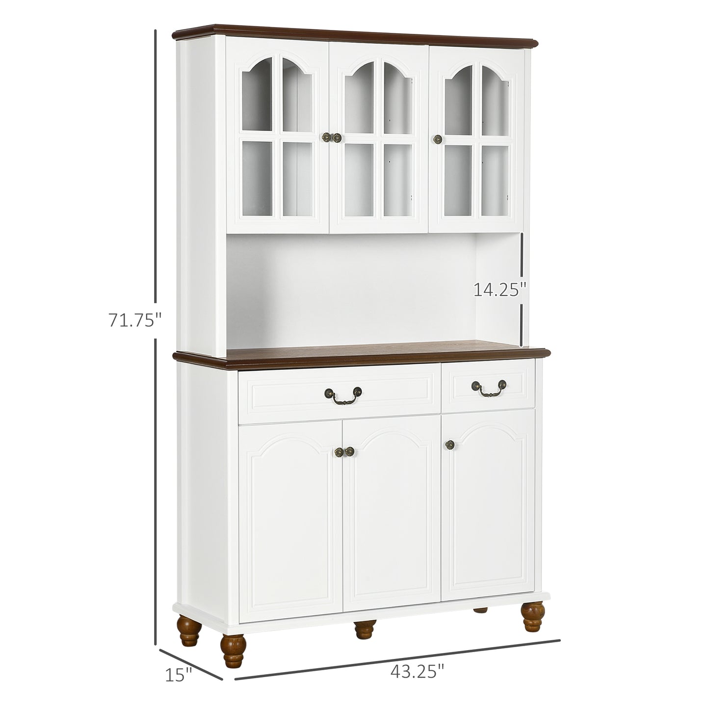 Kitchen Buffet with Hutch, White