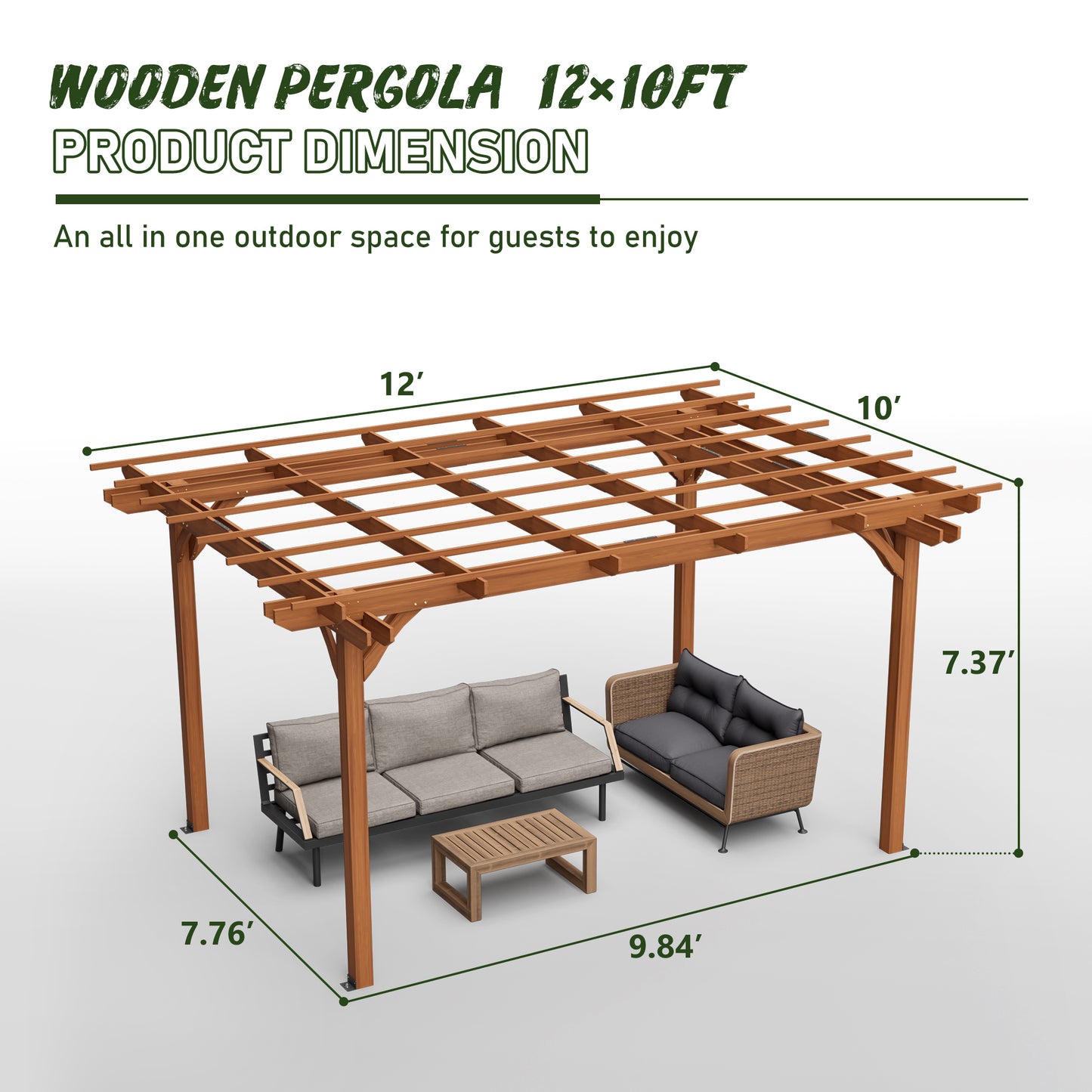 Outdoor Wood Pergola for Climbing Plant Support