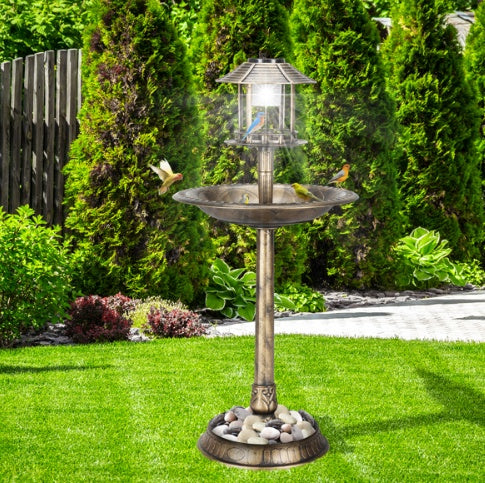 Bronze, With Solar Light, Bird Bath