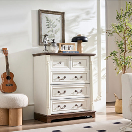 Farmhouse Style 5 Drawer Dresser Chest with Base