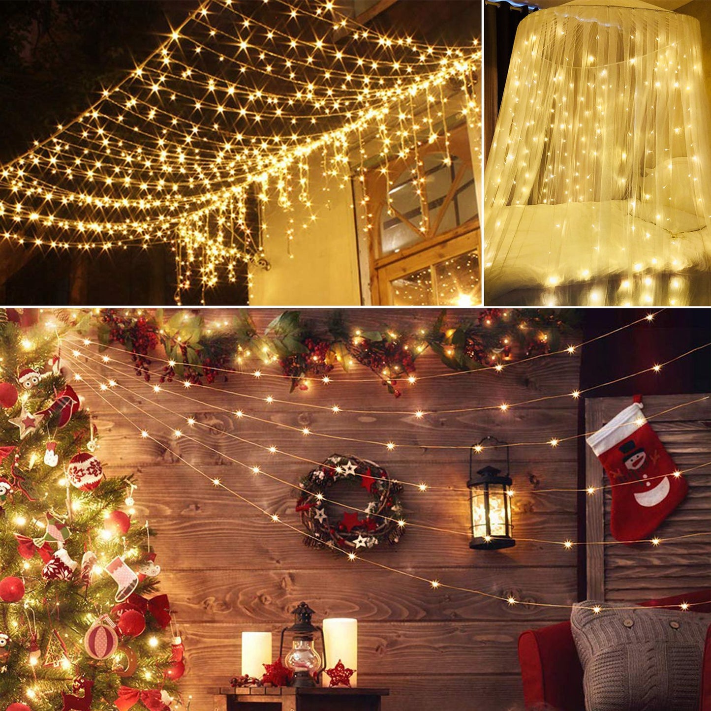 9.84' LED String Curtain Lights with Remote, Waterproof