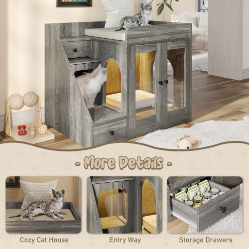 Cat Litter Box Enclosure with Light