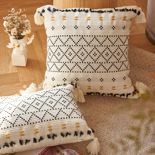 Knitted Cotton Thread Geometry Throw Pillow