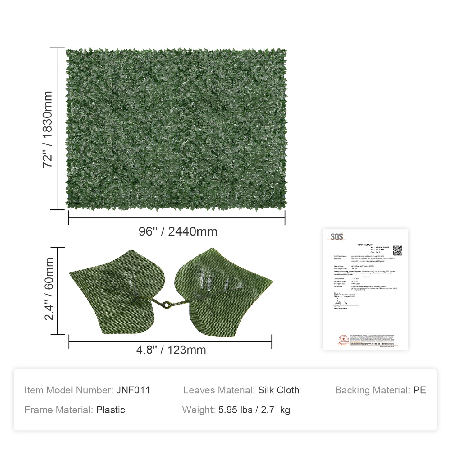 VEVOR Ivy Privacy Fence, 96" X 72" Artificial Green Wall Screen