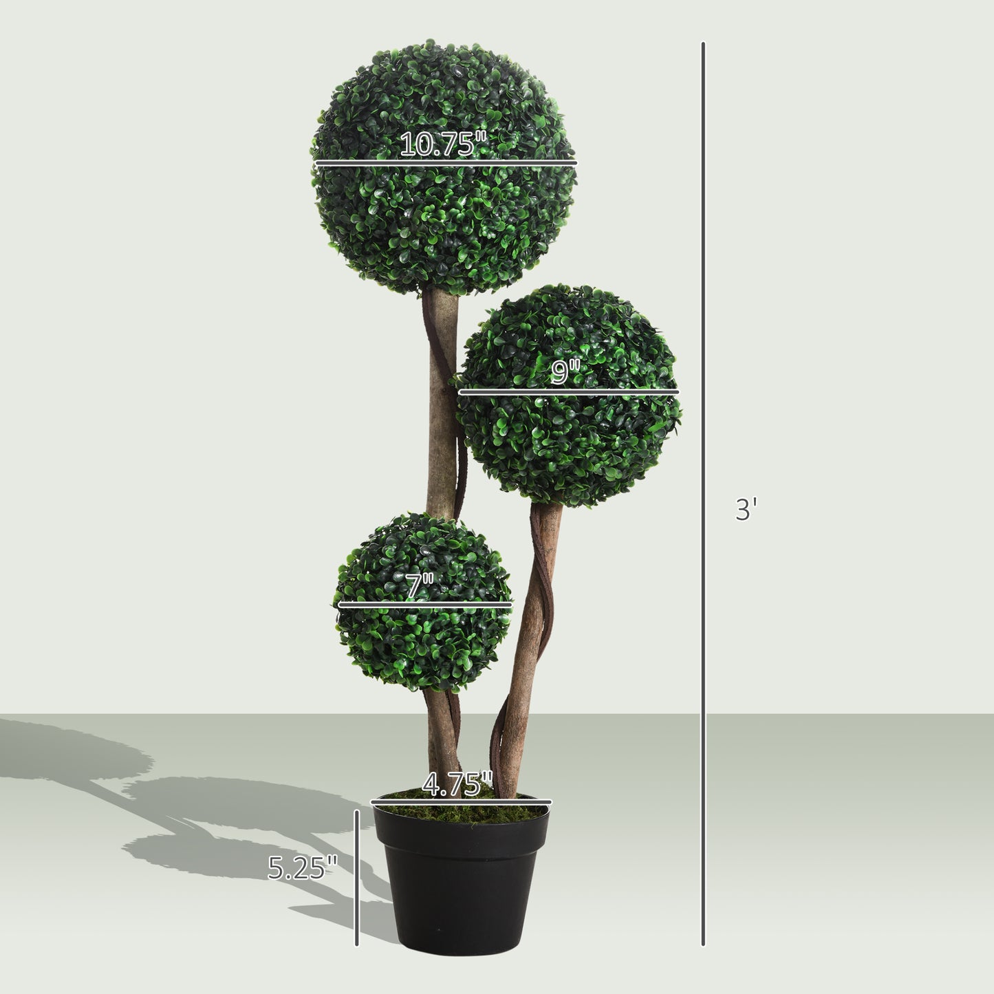 3 Ball Faux Boxwood Topiary Tree for indoor & outdoor use