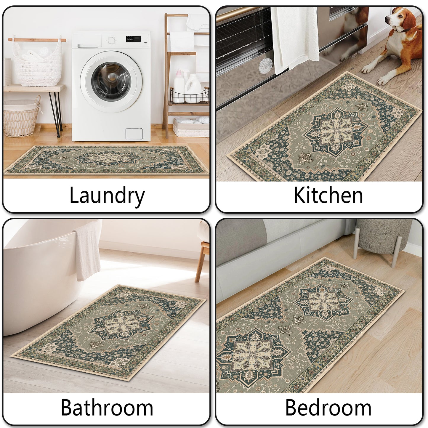 Boho Kitchen Rug Mat Sets 3