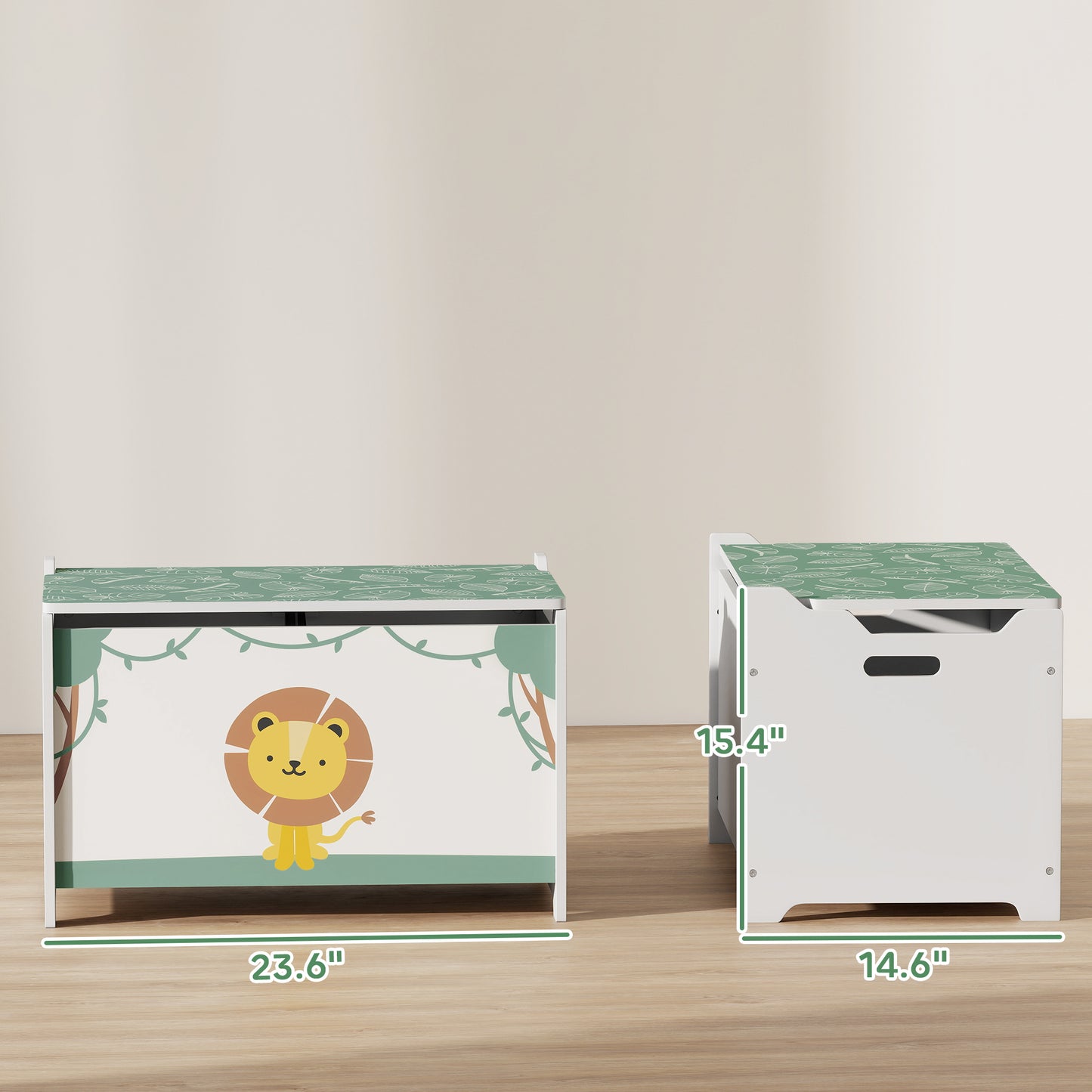 Toy Box with Lid, Safety Hinges and Groove Handles
