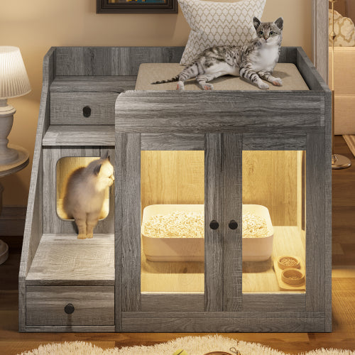 Cat Litter Box Enclosure with Light