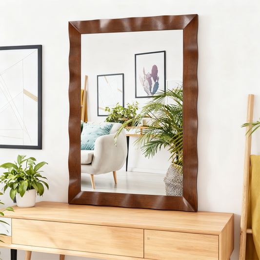 41.5 x 28 Inches Farmhouse Wall Mirror with Solid Wood Frame