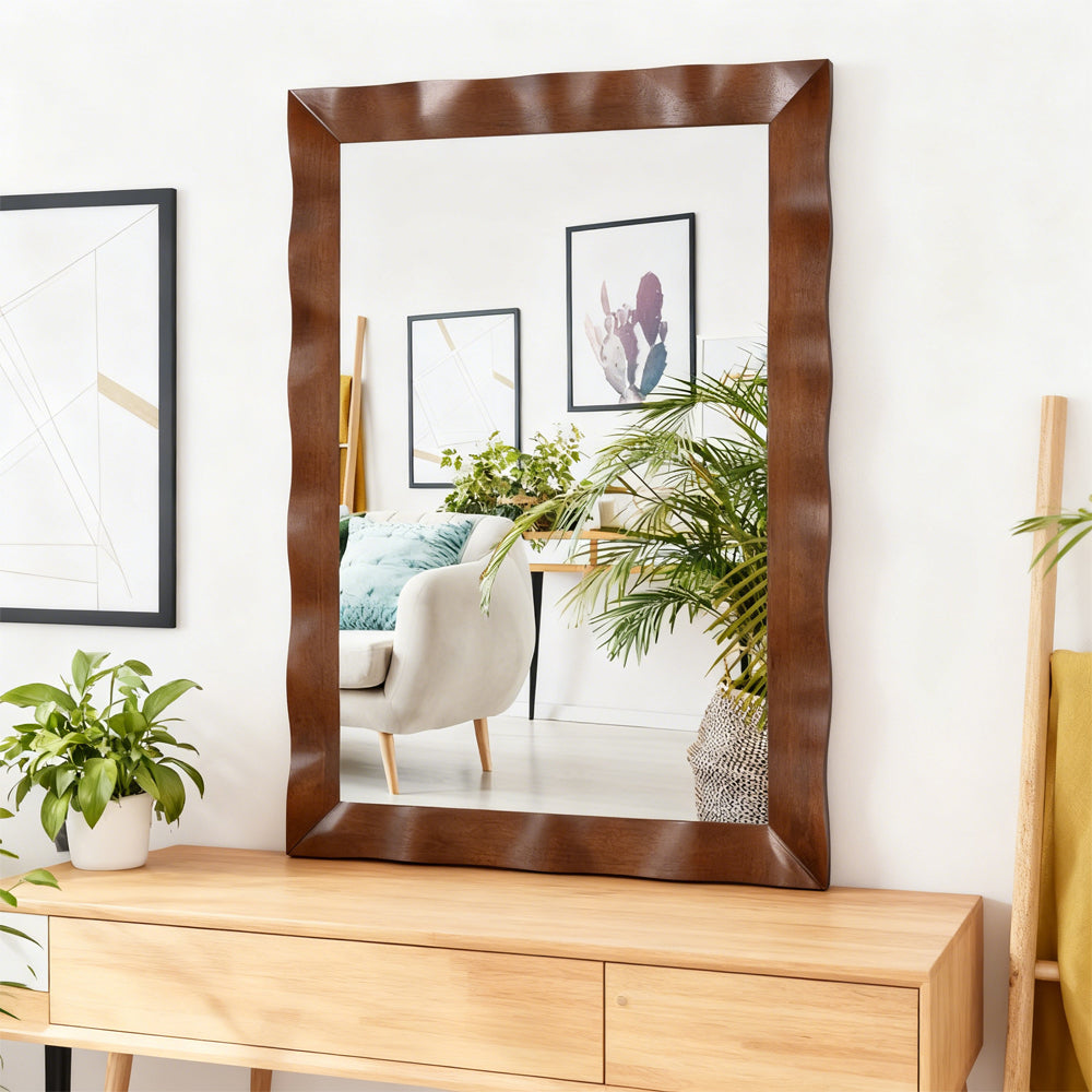 41.5 x 28 Inches Farmhouse Wall Mirror with Solid Wood Frame