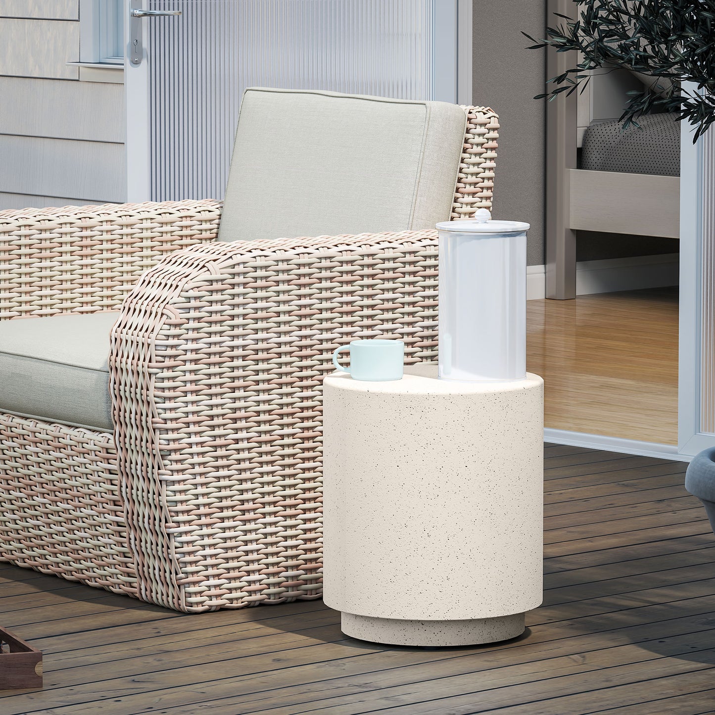 Round Accent Table with Concrete Finish