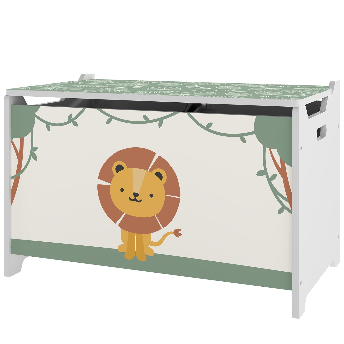 Toy Box with Lid, Safety Hinges and Groove Handles