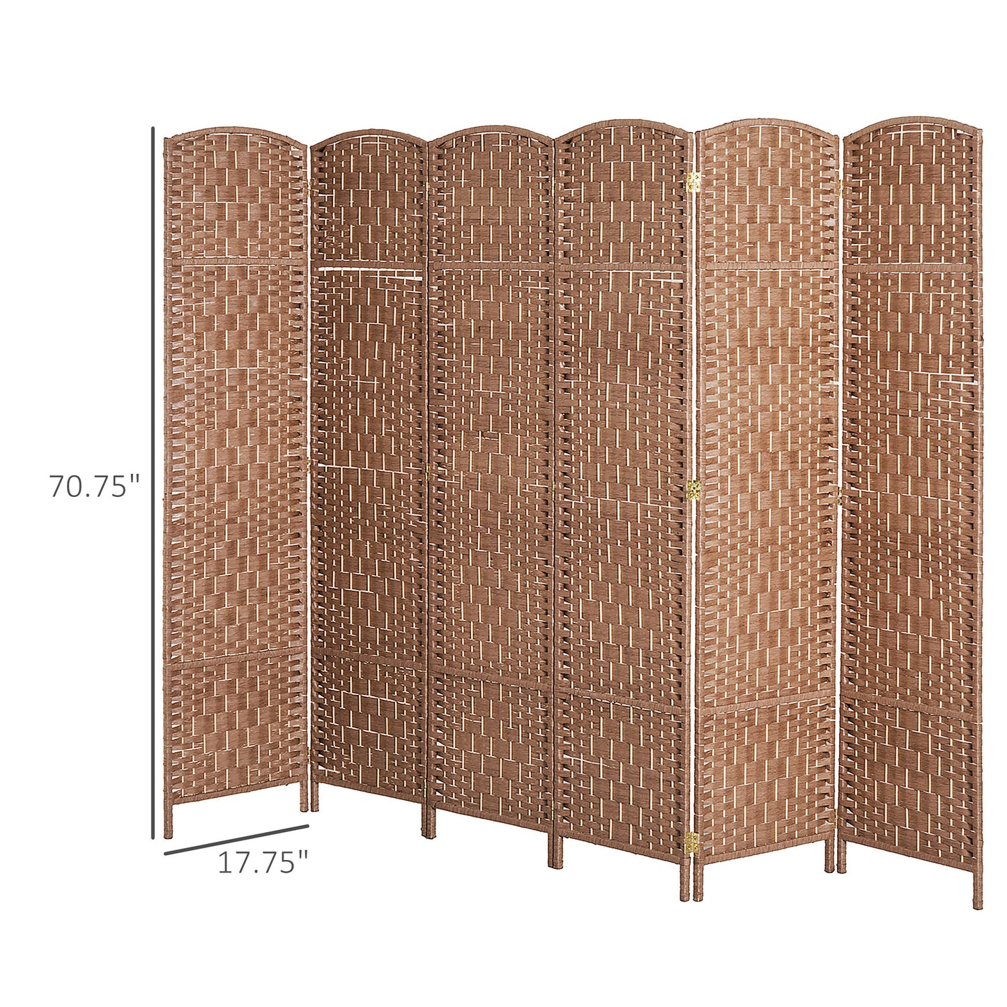 6 Panel Wicker Room Divider, 6' Tall