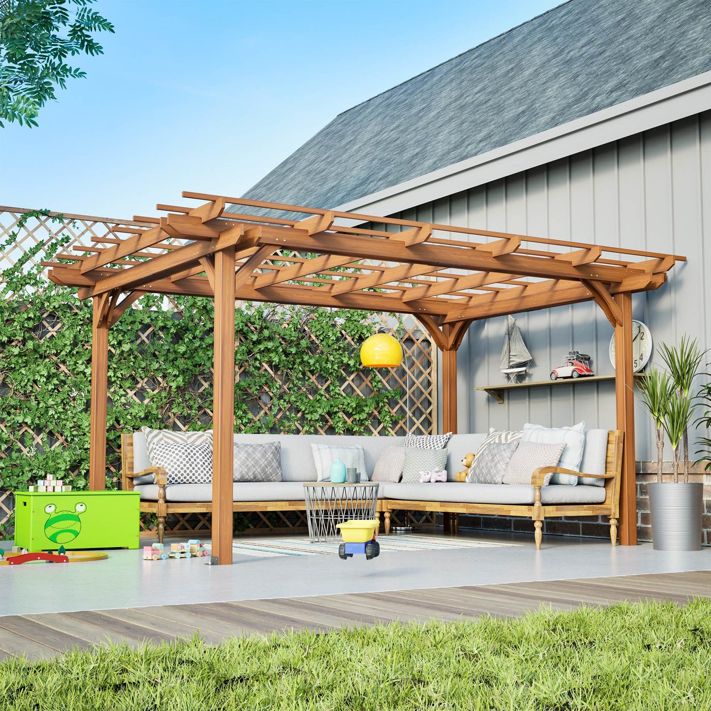 Outdoor Wood Pergola for Climbing Plant Support