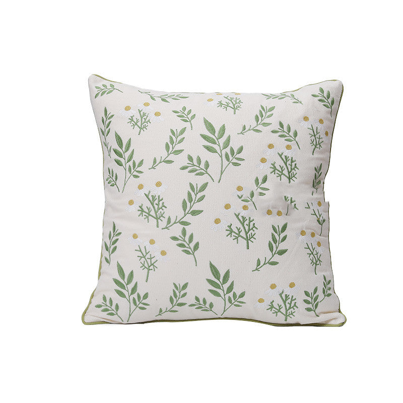 Home Embroidery Plants and Flowers Pillowcase
