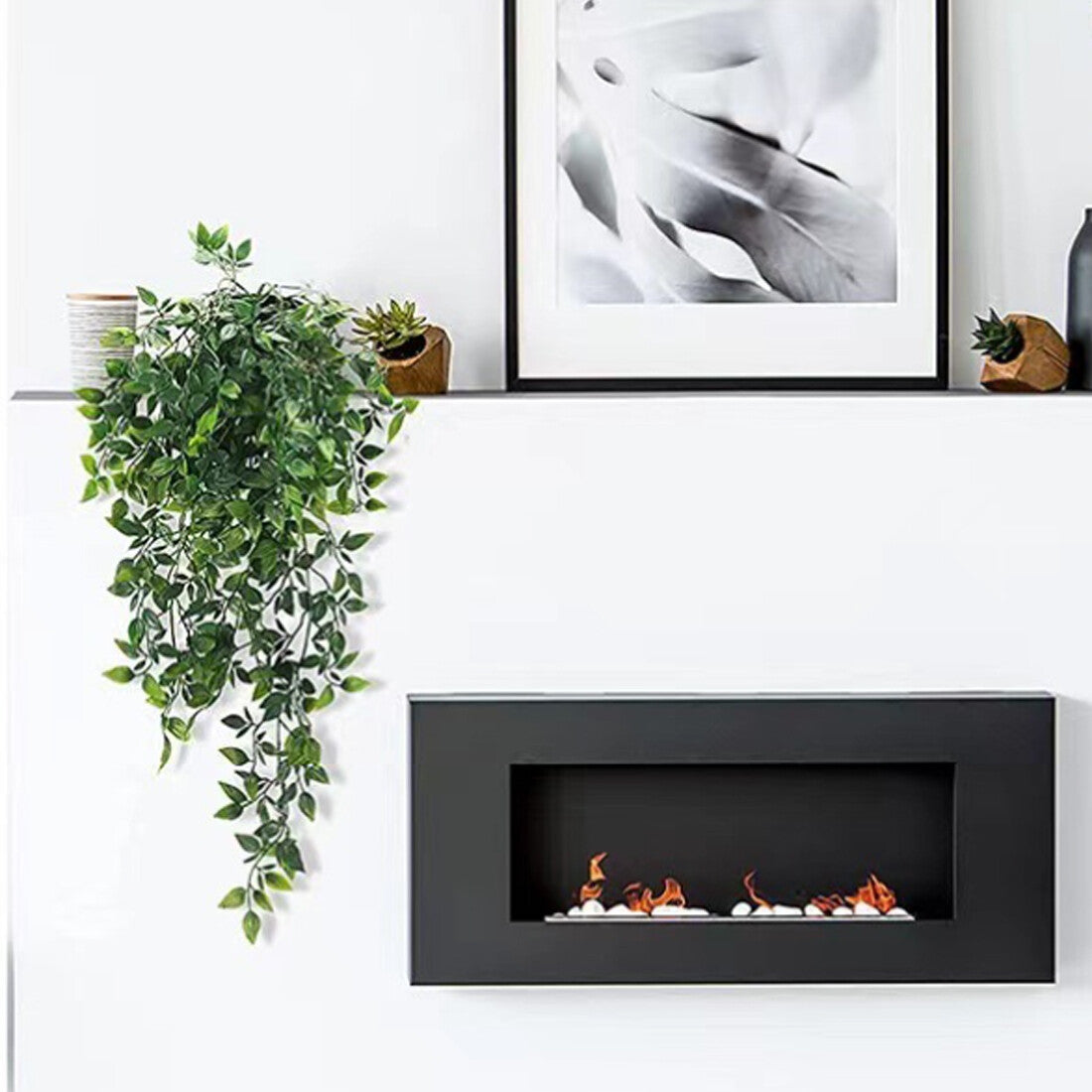 3 Pack Artificial Hanging Plants In Pots Indoor Fake Trailing Plants Home Room UK NEW