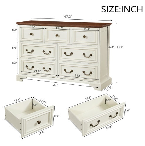 Wood Bedroom Dresser with 7 Drawers