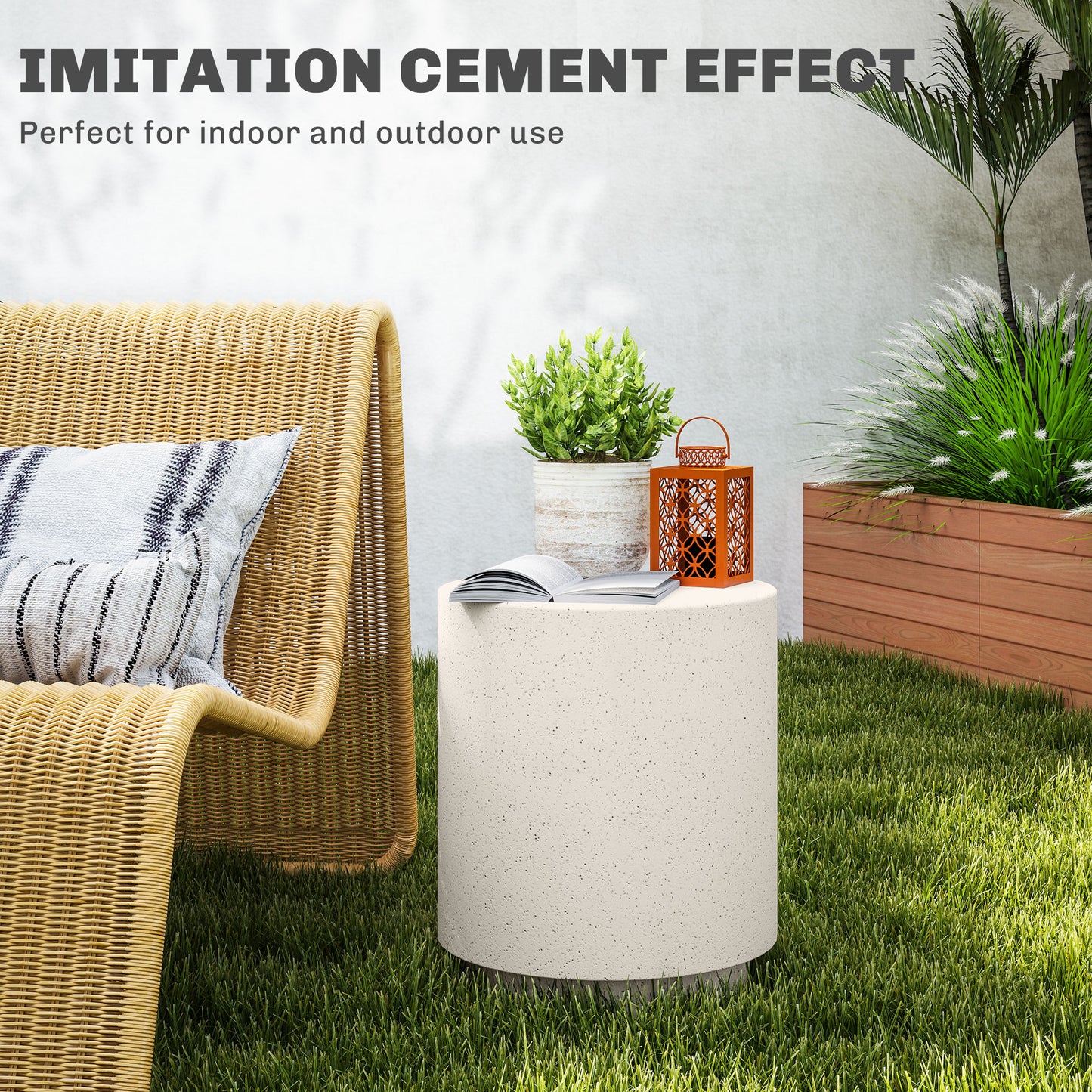 Round Accent Table with Concrete Finish