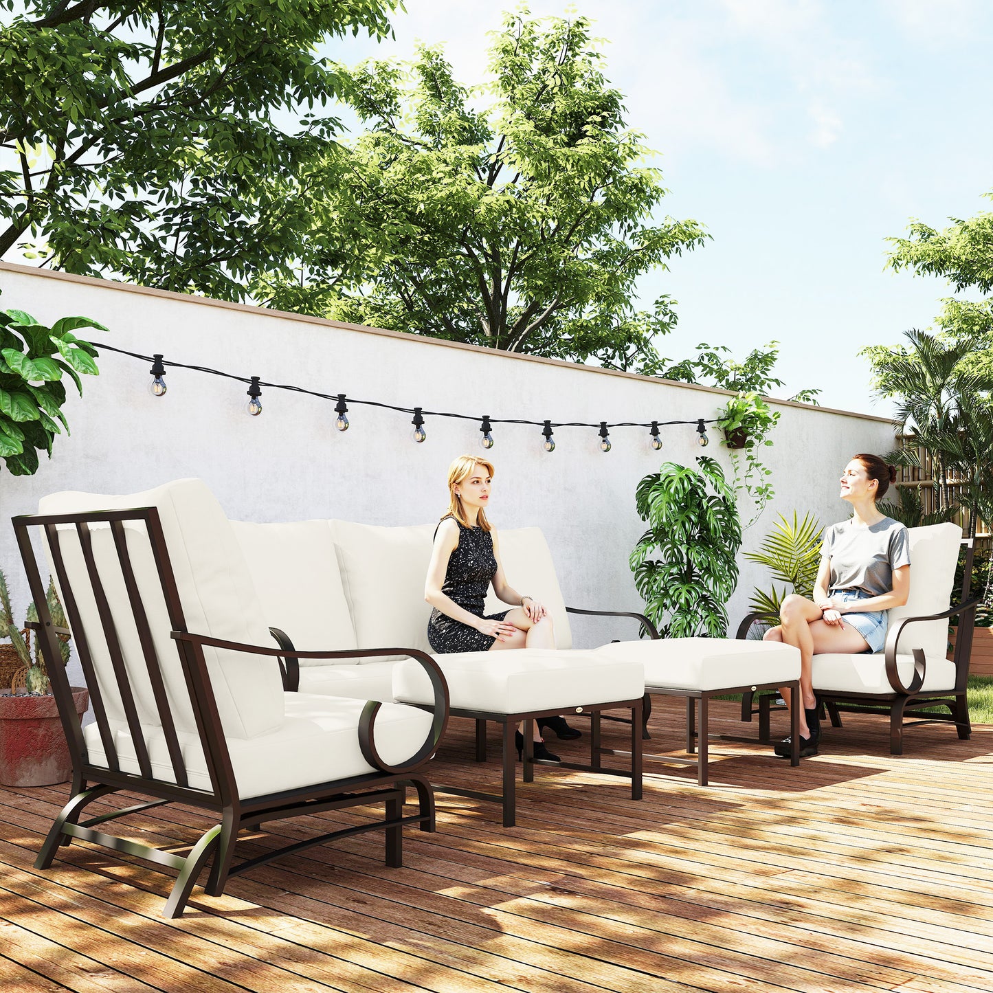 5 Piece Backyard Patio Furniture Set, Beige
