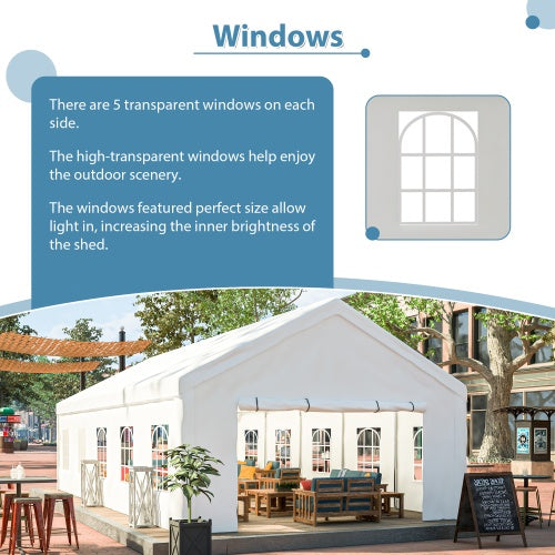 16x32FT Heavy Duty Outdoor Party Tent with 3 Storage Bags & Removable Sidewalls