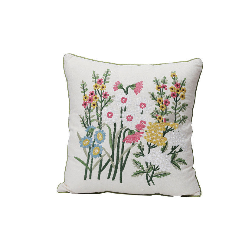 Home Embroidery Plants and Flowers Pillowcase