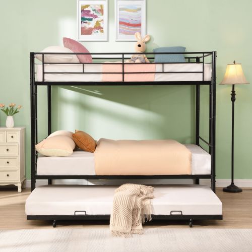 Full Over Full with Trundle Metal Bunk Bed