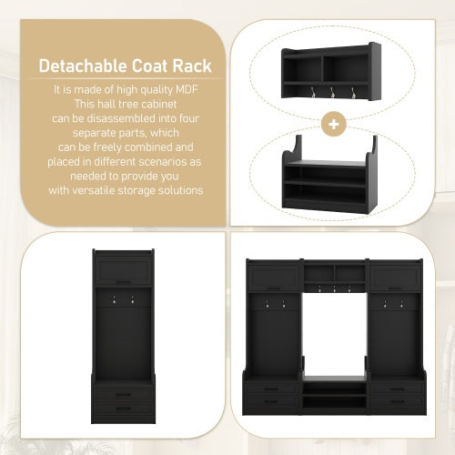 4-in-1 Detachable Hall Tree with Storage And 7 Hooks